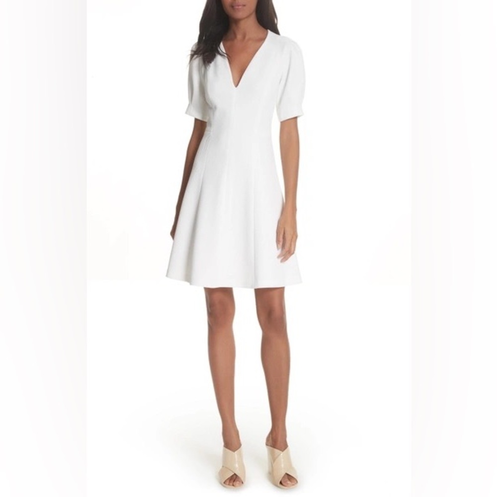 Rebecca Taylor Textured V neck White Dress Snow Size 2
